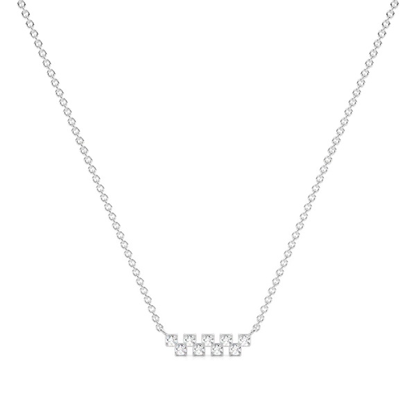 Diamond square disc Zig-Zag delicate bar necklace