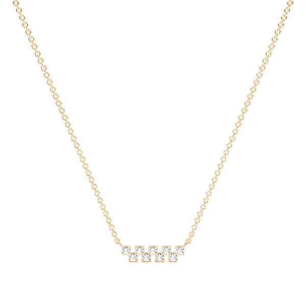 Diamond square disc Zig-Zag delicate bar necklace