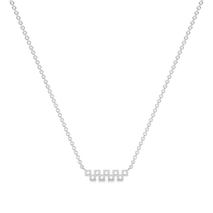 Diamond square disc Zig-Zag delicate bar necklace