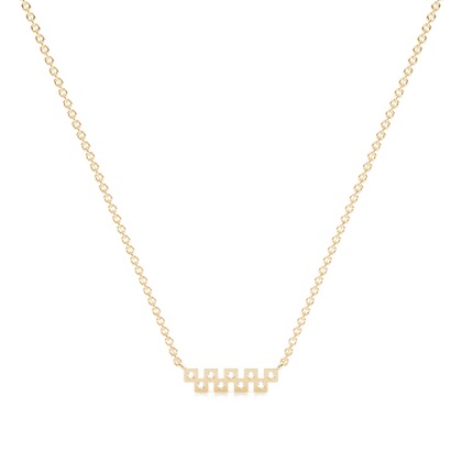Diamond square disc Zig-Zag delicate bar necklace