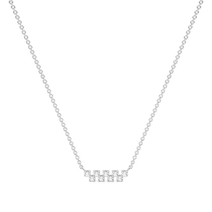 Diamond square disc Zig-Zag delicate bar necklace