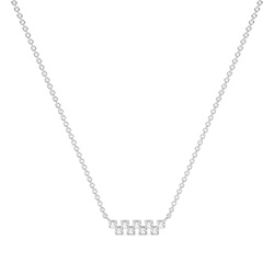 Diamond square disc Zig-Zag delicate bar necklace