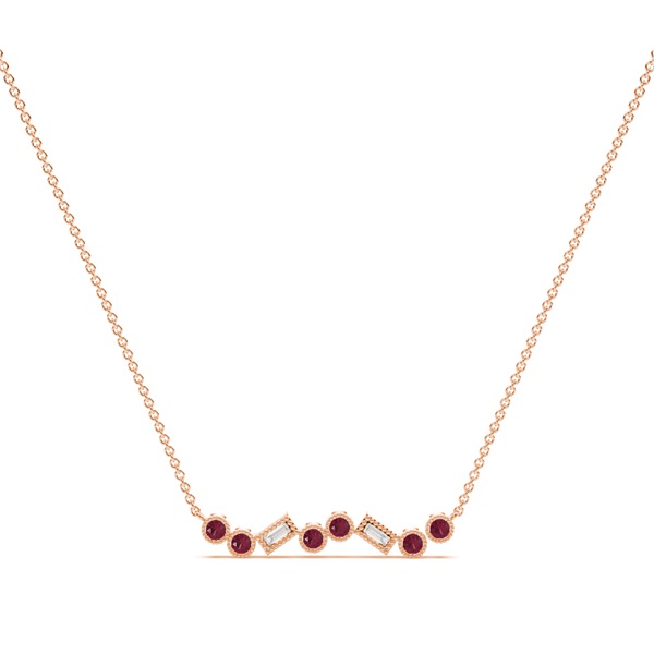Ruby and diamond Delicate bar chain necklace