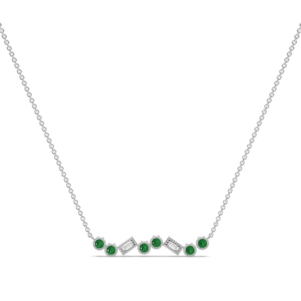 Emerald and diamond Delicate bar chain necklace
