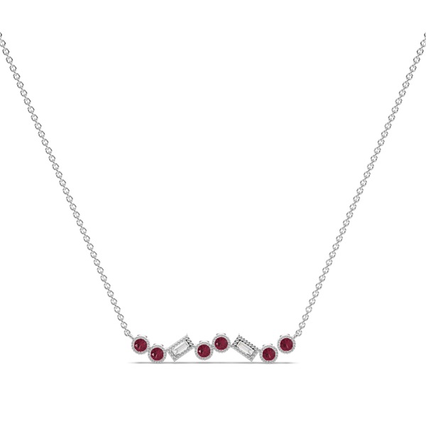 Ruby and diamond Delicate bar chain necklace