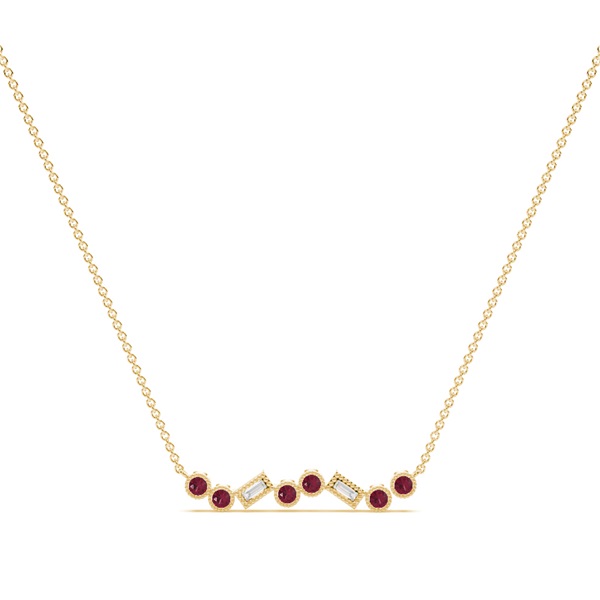 Ruby and diamond Delicate bar chain necklace