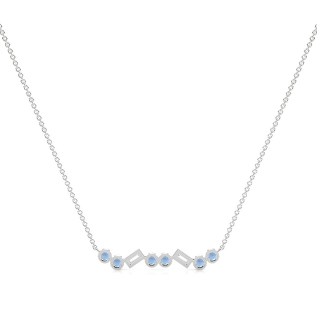 Zarte Halsstabkette mit blauem Saphir und Diamant