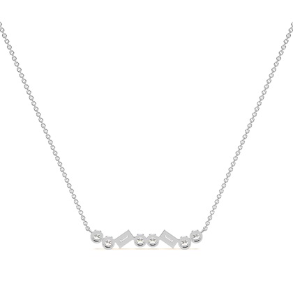 Baguette and round diamond everyday bar necklace