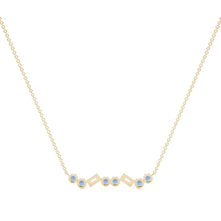 Zarte Halsstabkette mit blauem Saphir und Diamant