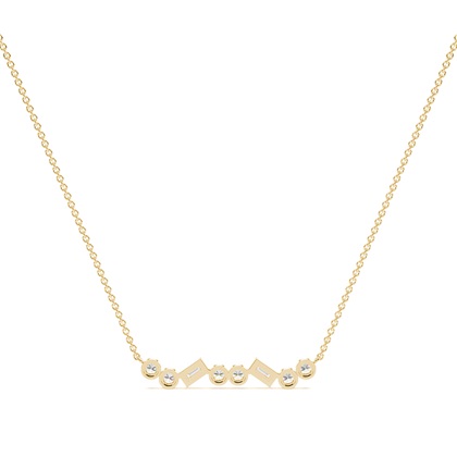 Baguette and round diamond everyday bar necklace