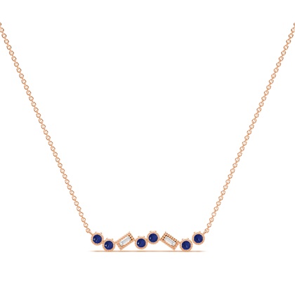 Blue sapphire and diamond Delicate bar chain necklace