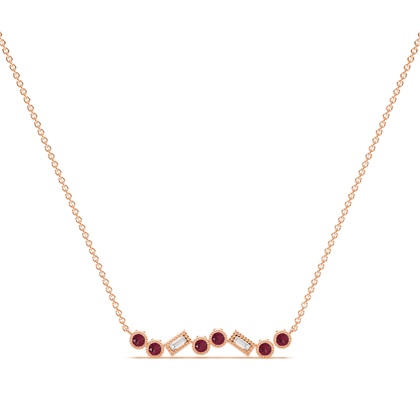 Ruby and diamond Delicate bar chain necklace