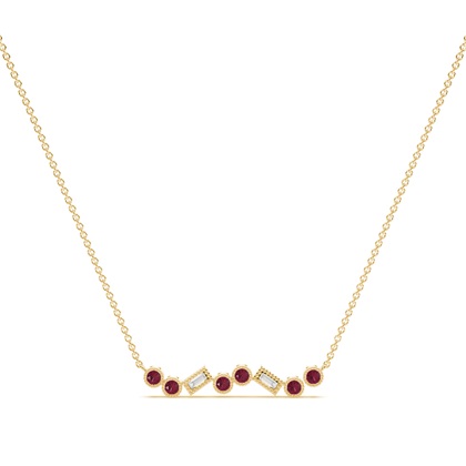 Ruby and diamond Delicate bar chain necklace