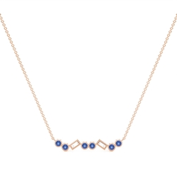 Blue sapphire and diamond Delicate bar chain necklace
