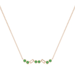 Emerald and diamond Delicate bar chain necklace
