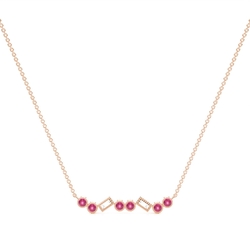 Ruby and diamond Delicate bar chain necklace