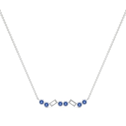Zarte Halsstabkette mit blauem Saphir und Diamant