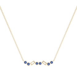 Blue sapphire and diamond Delicate bar chain necklace