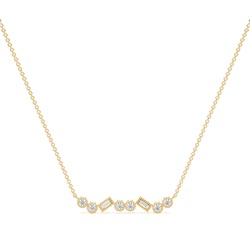 Baguette and round diamond everyday bar necklace