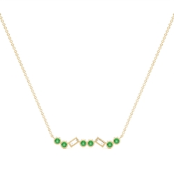 Emerald and diamond Delicate bar chain necklace