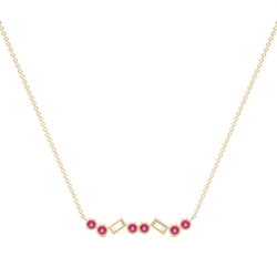 Ruby and diamond Delicate bar chain necklace