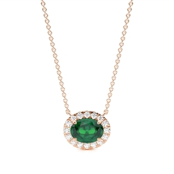 East-West Look Emerald Halo Pendant