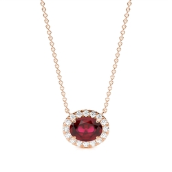 East-West Look Ruby Halo Pendant