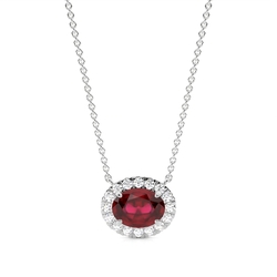 East-West Look Ruby Halo Pendant