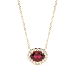 East-West Look Ruby Halo Pendant