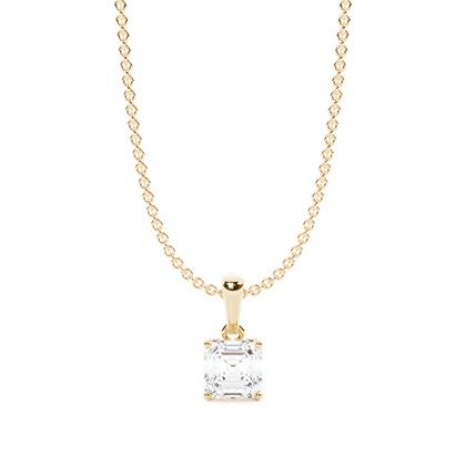 Asscher Yellow Gold Diamond Necklaces and Diamond Pendants