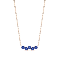 Round Blue sapphire Zig-Zag delicate chain necklace