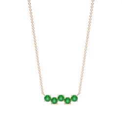 Round Emerald Zig-Zag delicate chain necklace