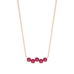 Round ruby Zig-Zag delicate chain necklace