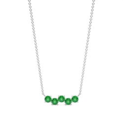 Round Emerald Zig-Zag delicate chain necklace