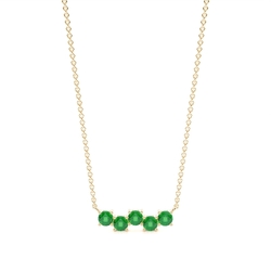 Round Emerald Zig-Zag delicate chain necklace