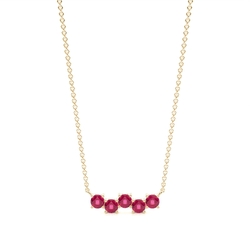 Round ruby Zig-Zag delicate chain necklace