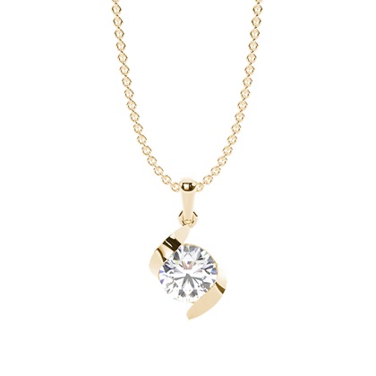 Yellow Gold Solitaire Diamond Pendants Necklaces