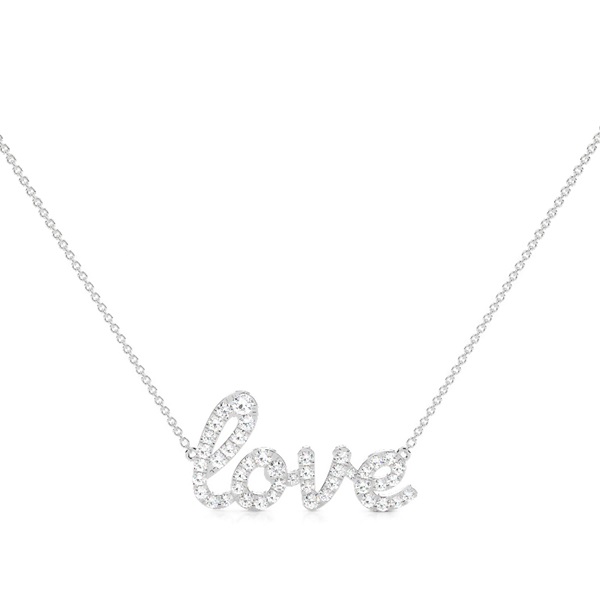 Diamond Studded Love Script Necklace
