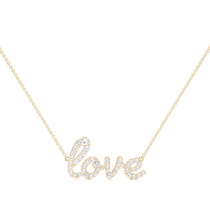 Diamond Studded Love Script Necklace