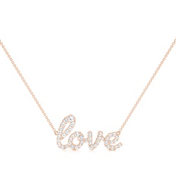 Diamond Studded Love Script Necklace