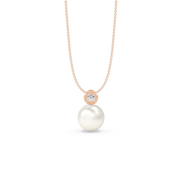 Freshwater Pearl Diamond Accented Bezel Set Pendant