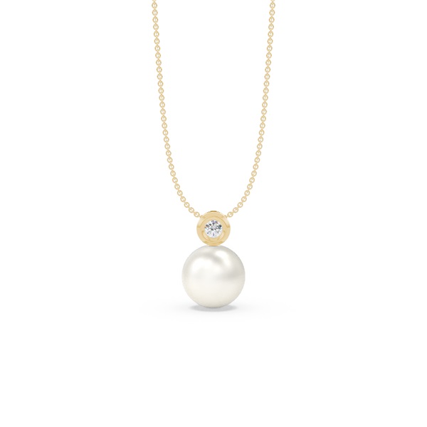 Freshwater Pearl Diamond Accented Bezel Set Pendant