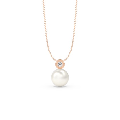 Freshwater Pearl Diamond Accented Bezel Set Pendant