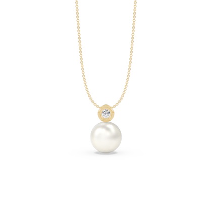 Freshwater Pearl Diamond Accented Bezel Set Pendant