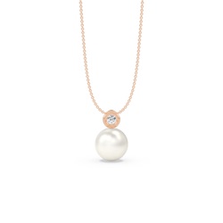 Freshwater Pearl Diamond Accented Bezel Set Pendant