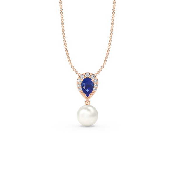 Freshwater Pearl And Pear Shaped Ruby Halo Pendant