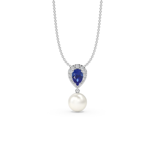 Freshwater Pearl And Pear Shaped Ruby Halo Pendant