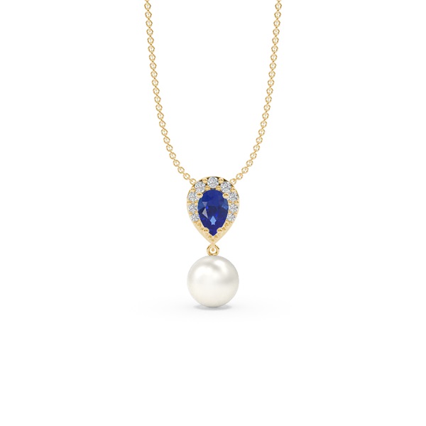 Freshwater Pearl And Pear Shaped Ruby Halo Pendant