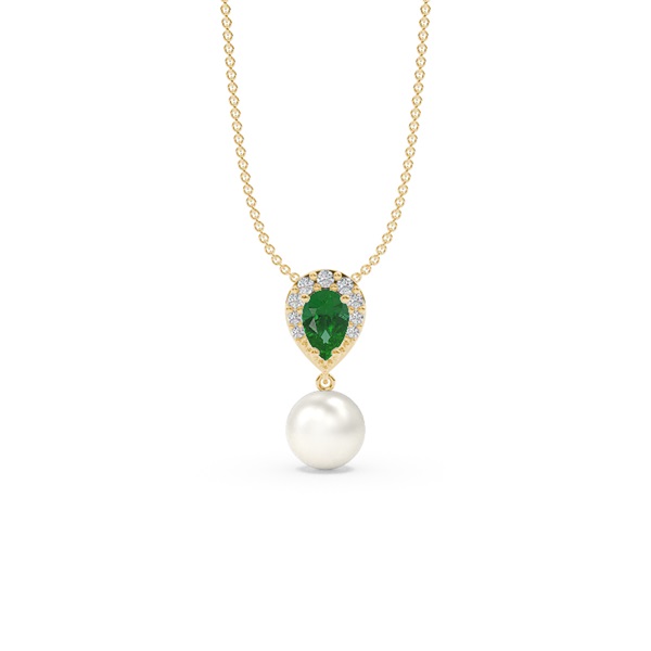 Freshwater Pearl And Pear Shaped Ruby Halo Pendant
