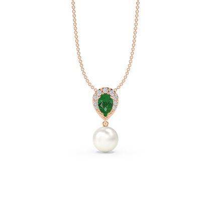 Freshwater Pearl And Pear Shaped Ruby Halo Pendant